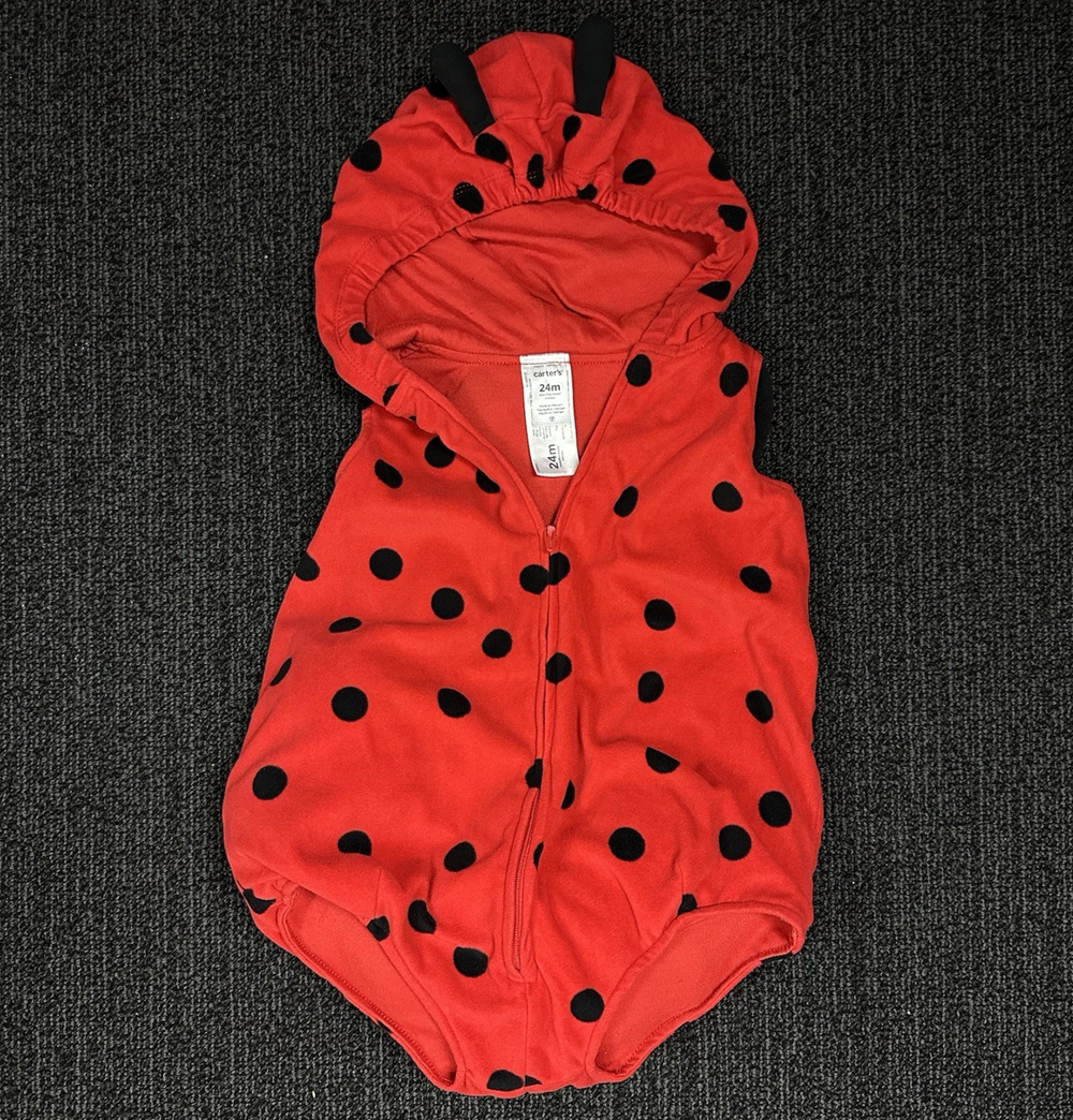 Carter's Ladybug Costume Hooded Red Baby Size 24 Months Full Zip Padded